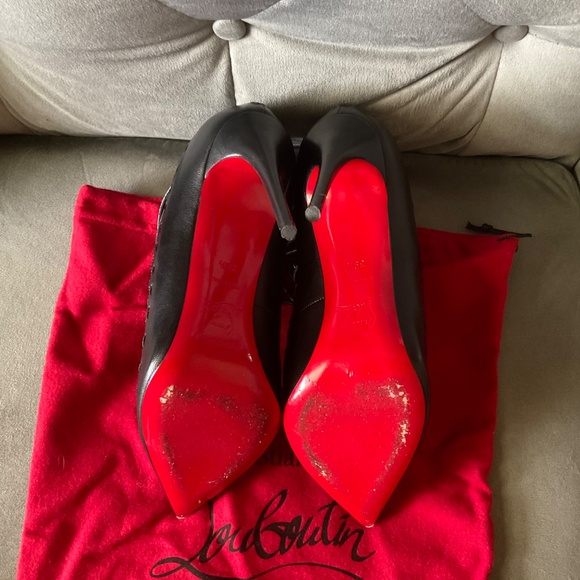 Christian Louboutin Black Leather Gortik 100 Booties Size 39.5 Caged Pump Kid - Picture 13 of 15